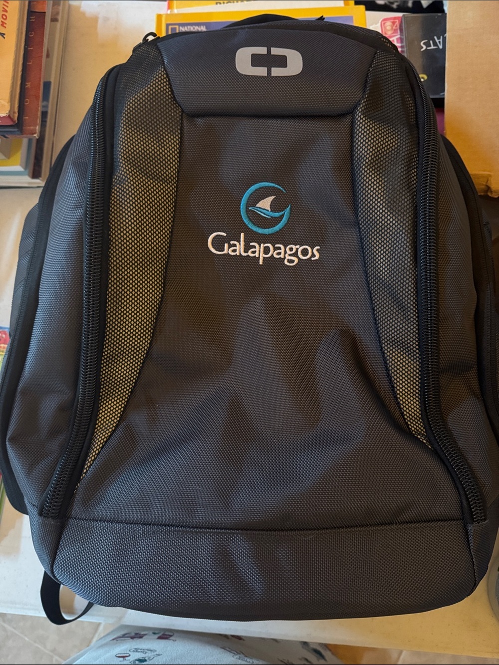OGIO Stratagem Laptop Backpack Gray Black Galapagos Embroidered Travel Tech Bag